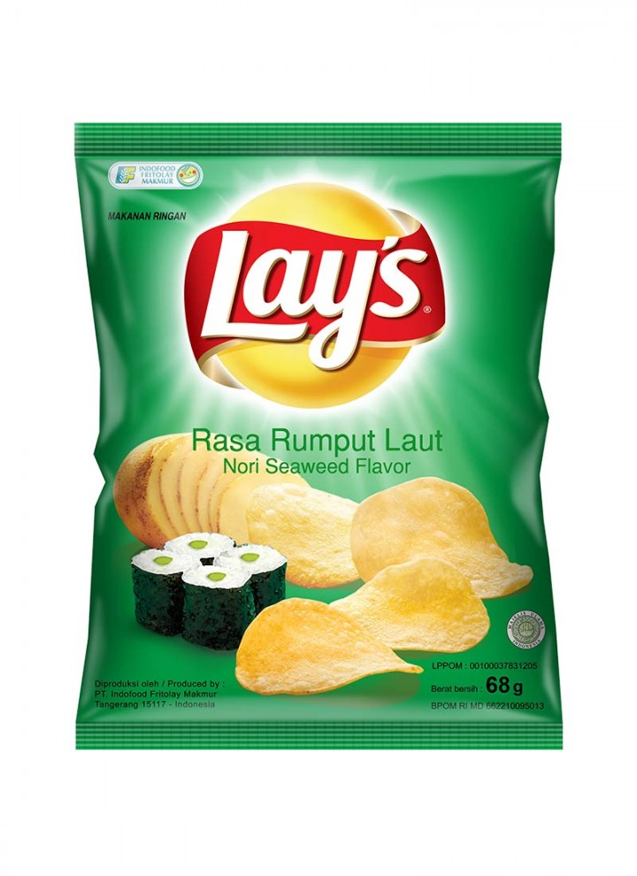 LAYS SNACK POTATO CHIPS NORI SEAWEED PCK 68g