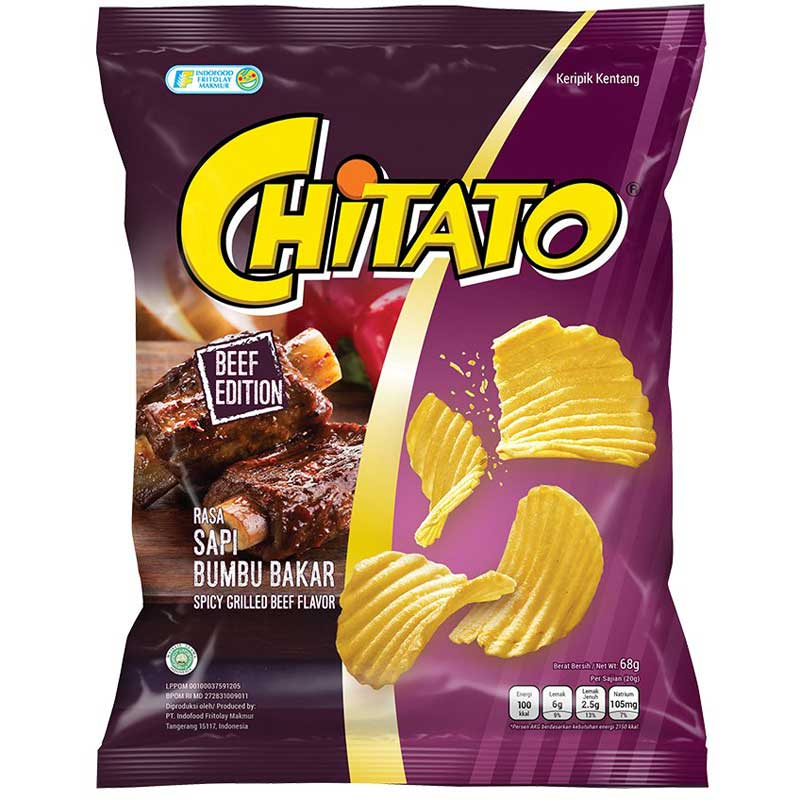 CHITATO SNACK POTATO CHIPS SAPI BUMBU BKR PCK 35g
