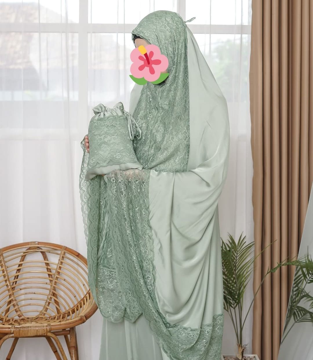 Mukena Herseasons Armani Silk Luxury Premium Warna Saltgreen