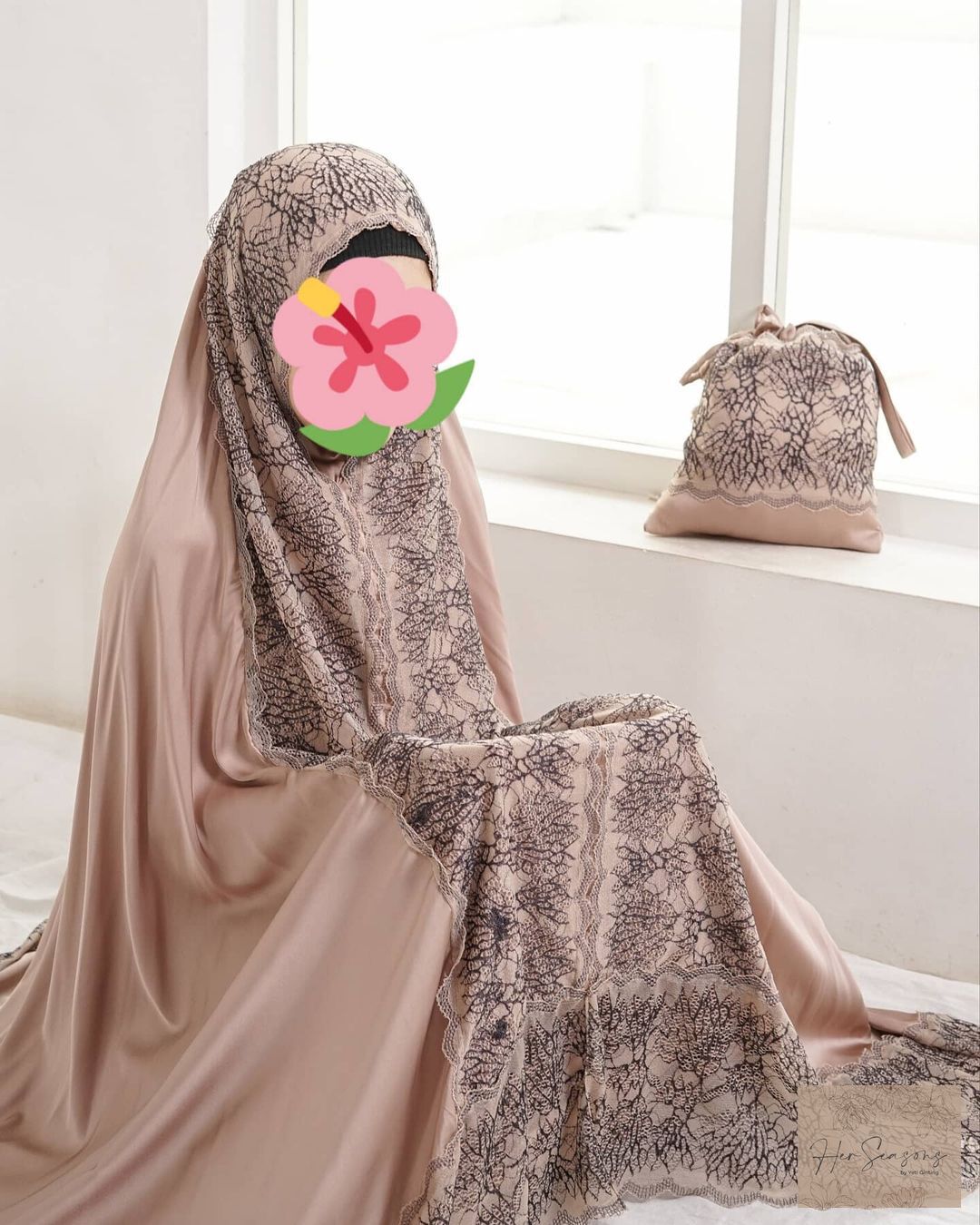 Mukena Herseasons Armani Silk Luxury Premium Warna Brown Sugar
