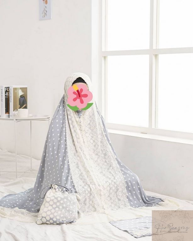 Mukena Herseasons Armani Silk Luxury Premium Polkadot Abu