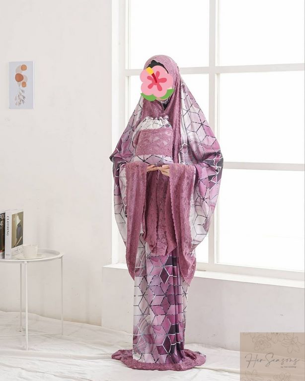 Mukena Herseasons Armani Silk Luxury Premium printing Limas Lilac